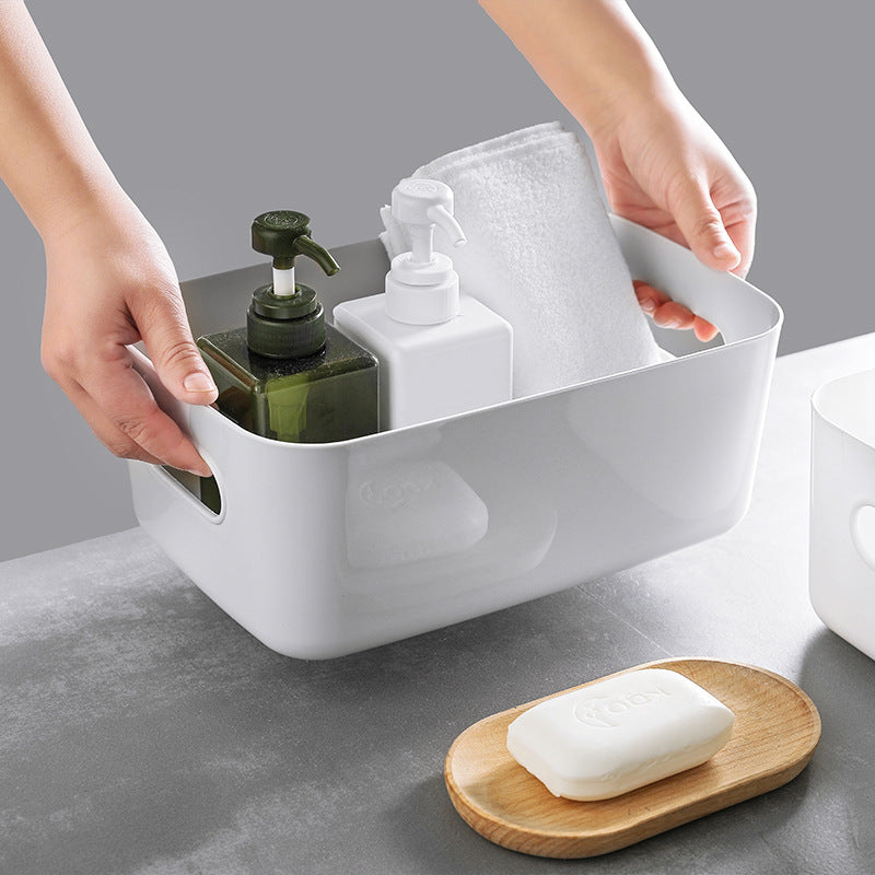 Plastic Storage Basket Bathroom Cosmetics Storage Basket Kitchen – Small Grey
