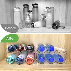 Maximize Your Space with Our Stackable Water Bottle Organizer – 2 Pack! Perfect for Cabinets!