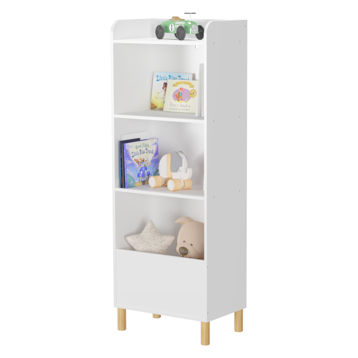 Kids 4-Tier Bookcase Children's Book Display Bookshelf Toy Storage – alternate view