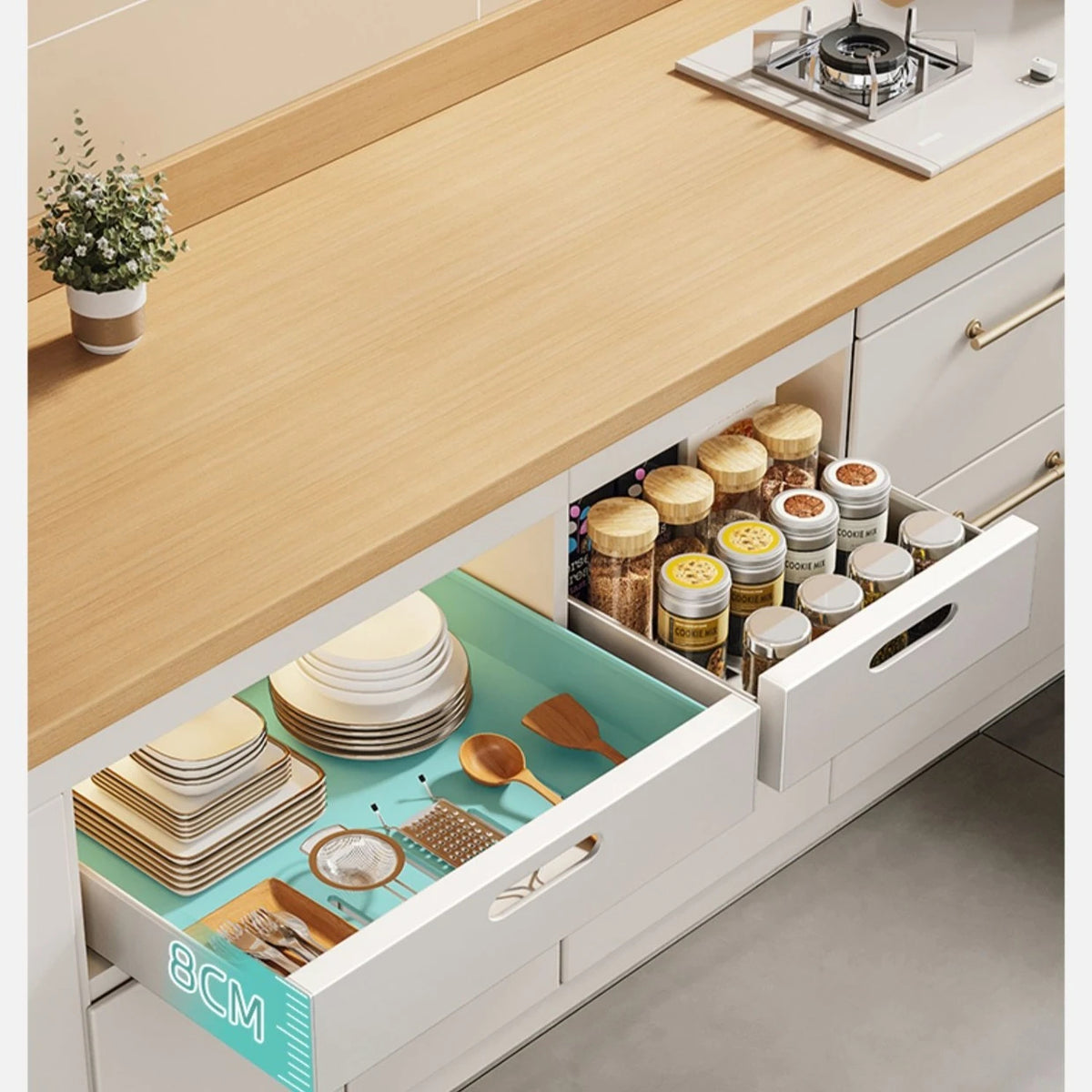Pull-Out Cabinet Dish Organizer – Black 25cm