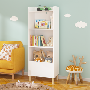 Kids 4-Tier Bookcase Children's Book Display Bookshelf Toy Storage – alternate view
