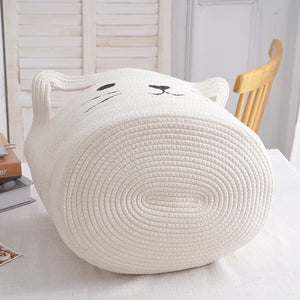 Handwoven Cotton Rope Storage Basket Dirty Clothes Basket Frame – alternate view