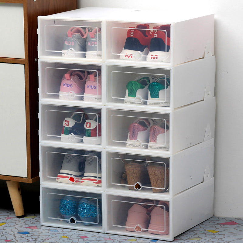 6-Piece Stackable Clear Shoe Box Set – 6 pcs white
