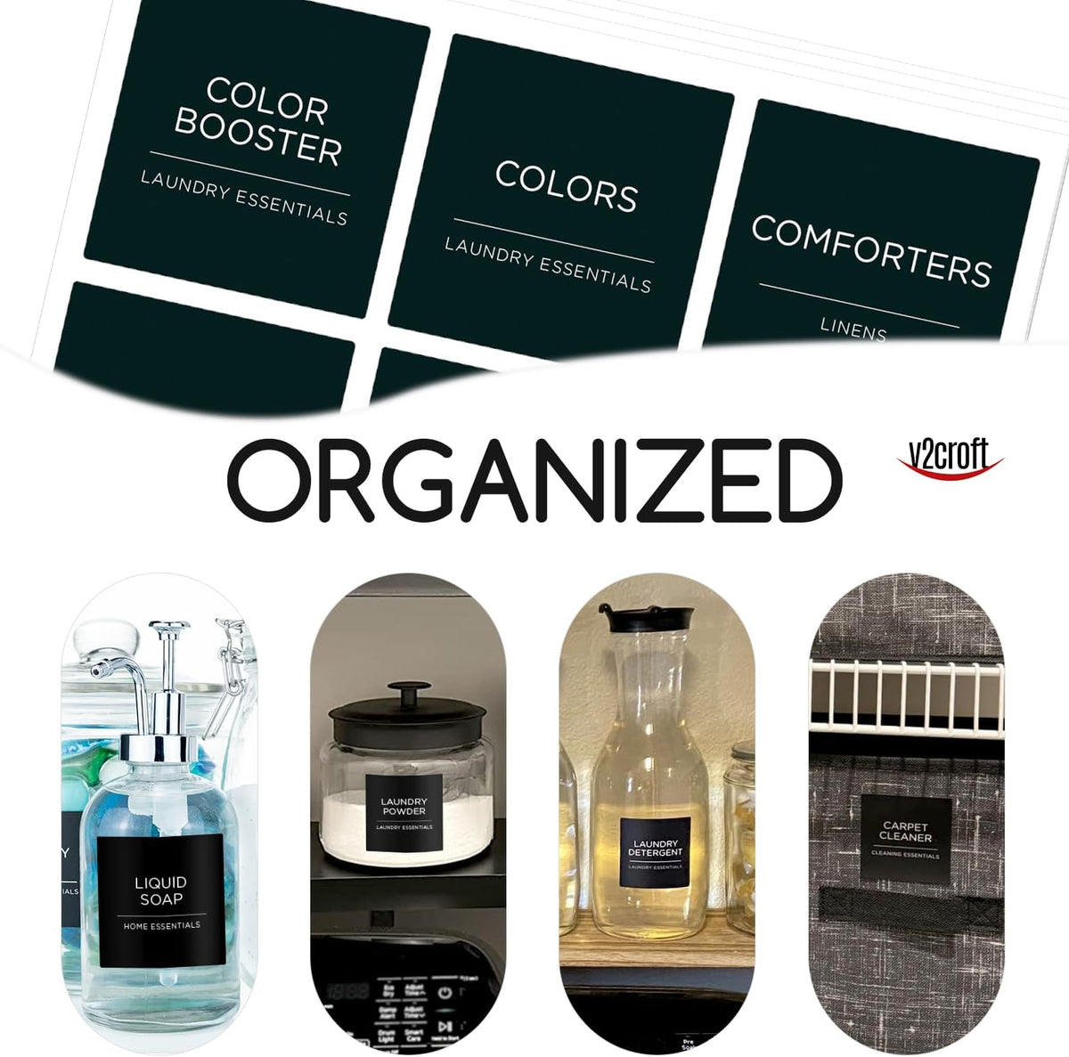 Minimalist Laundry & Home Organization Labels – Black, 144-Pack