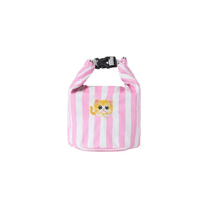 New Pink Striped Strawberry Cat Insulated Cute Lunch Handbag Large – alternate view