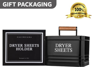 Black Metal Dryer Sheet Holder with Wood Handle