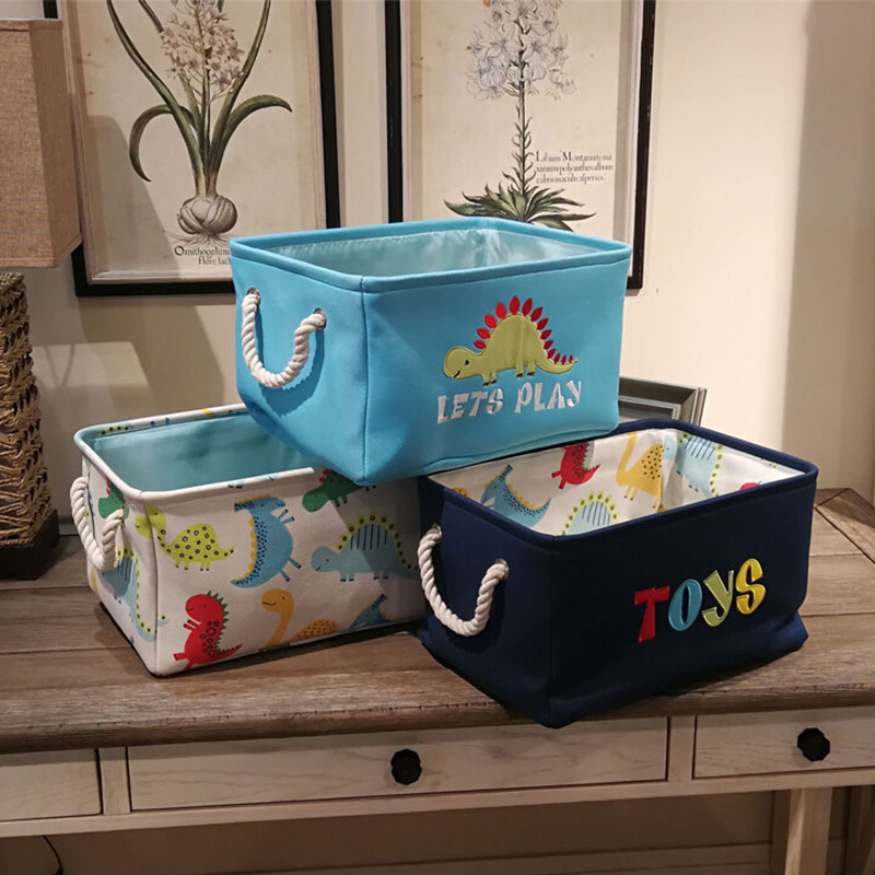 Embroidered Dinosaur Toy Storage Bin – Single Dinosaur Style