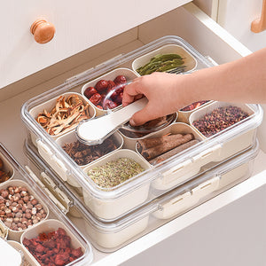 9-Piece Divided Refrigerator Organizer Tray – Beige