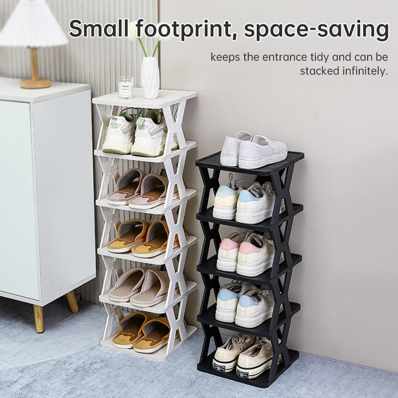 Stackable Plastic Shoe Rack – Black
