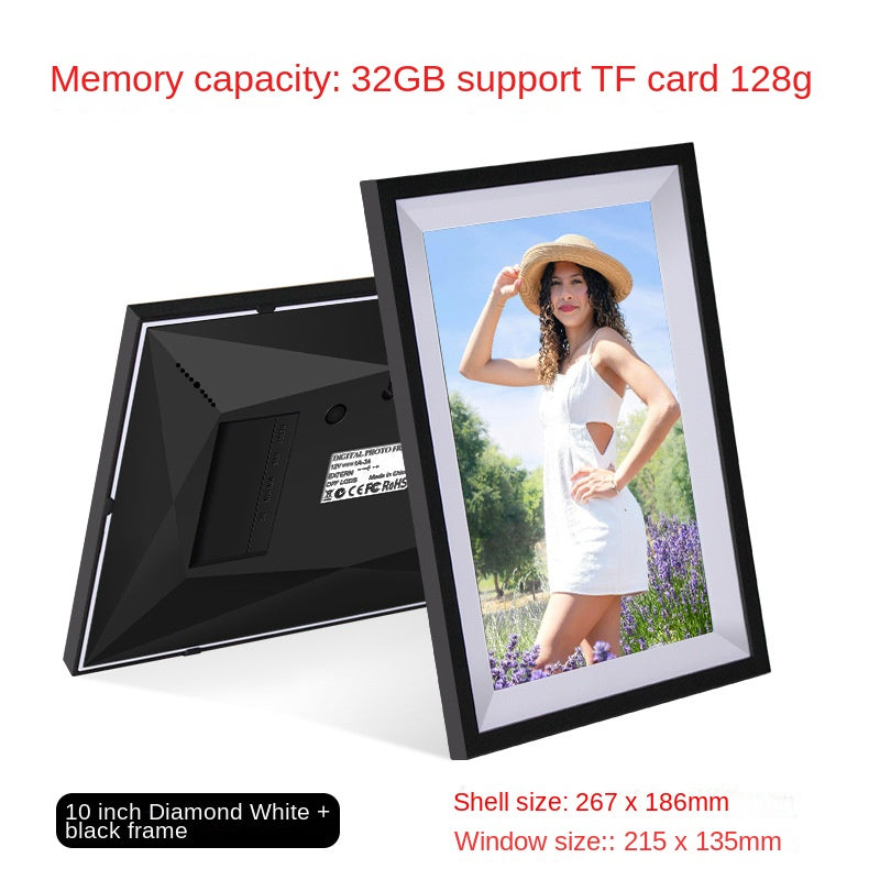 Wi-Fi Digital Photo Frame with 32GB Storage – 10-inch Ripple Design White 32GB
