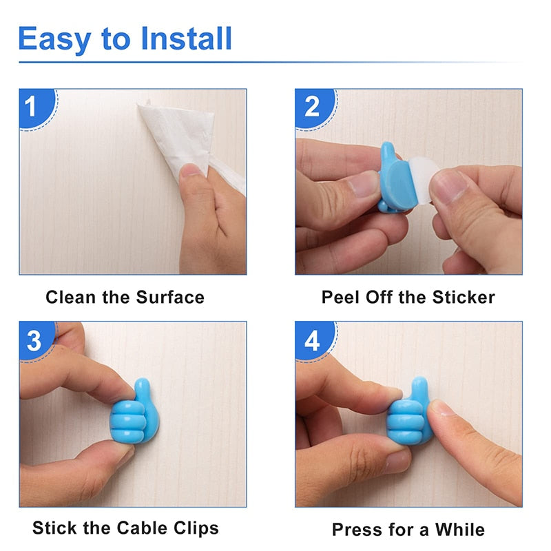 No-Drill Wall Cable Organizer Clips – alternate view