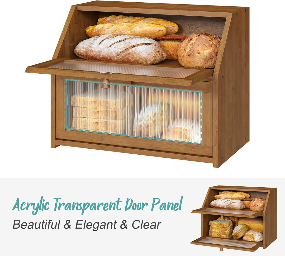 Large Bamboo Bread Box – Two-Tier Countertop Storage