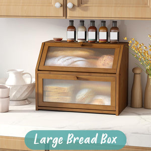 Large Bamboo Bread Box – Two-Tier Countertop Storage