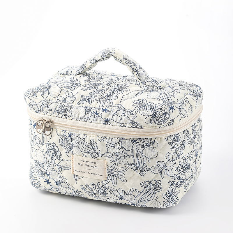 Floral Quilted Travel Cosmetic Bag – Cute bear