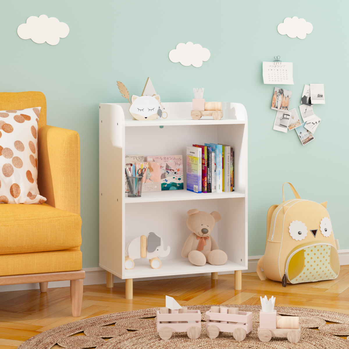Kids 3-Tier Bookcase Children's Book Display Bookshelf Toy Storage – alternate view