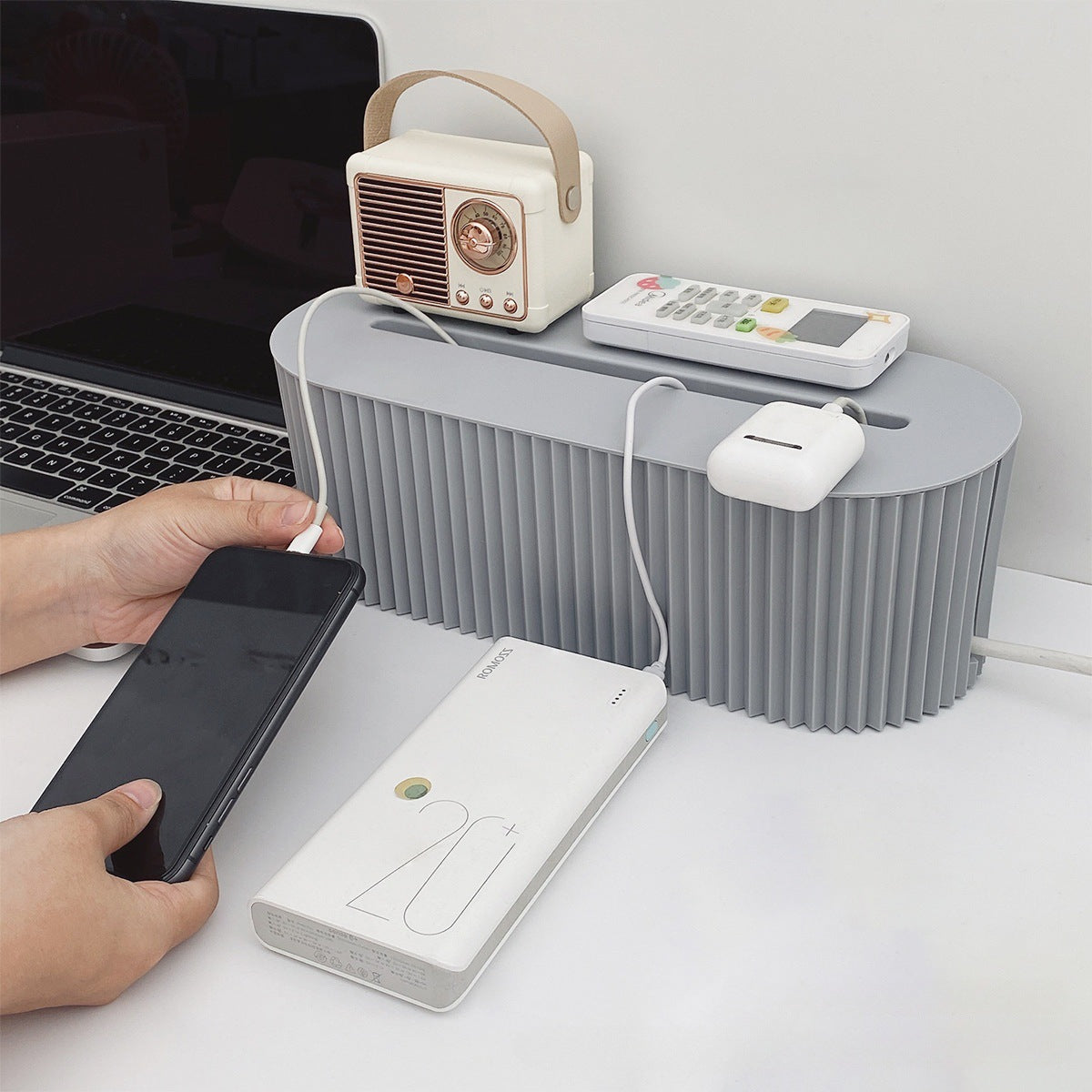 Desktop Outlet Cable Storage Box Power Plug Organizer – alternate view