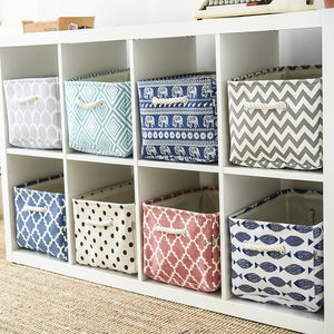 Foldable Canvas Cube Storage Bin with Handles