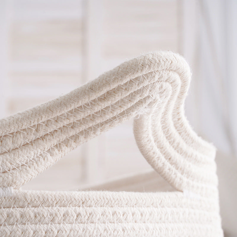 Handwoven Cotton Rope Storage Basket Dirty Clothes Basket Frame – alternate view