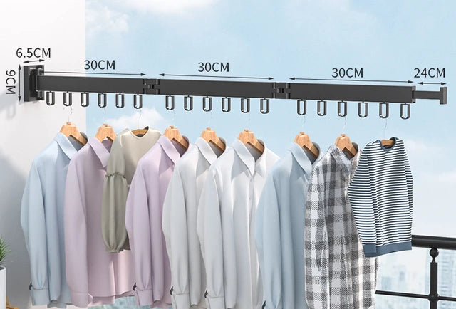 Retractable Cloth Drying Rack Folding Clothes Hanger Wall Mount – alternate view