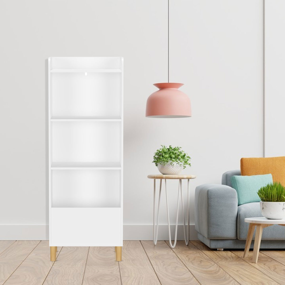 Kids 4-Tier Bookcase Children's Book Display Bookshelf Toy Storage – White + MDF