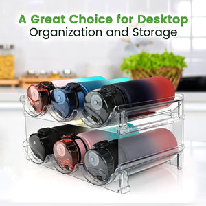 Maximize Your Space with Our Stackable Water Bottle Organizer – 2 Pack! Perfect for Cabinets!