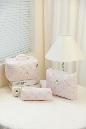 Floral Quilted Travel Cosmetic Bag – Blue Rose