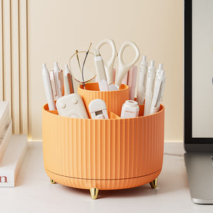 Home desktop rotatable dustproof large capacity pen holder storage – Pink