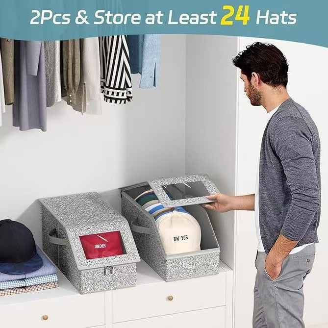 Zippered Hat Storage Box with Window – alternate view