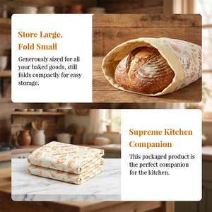 Reusable Beeswax Bread Bags – Natural Beeswax-Lined Cotton Bags for – alternate view