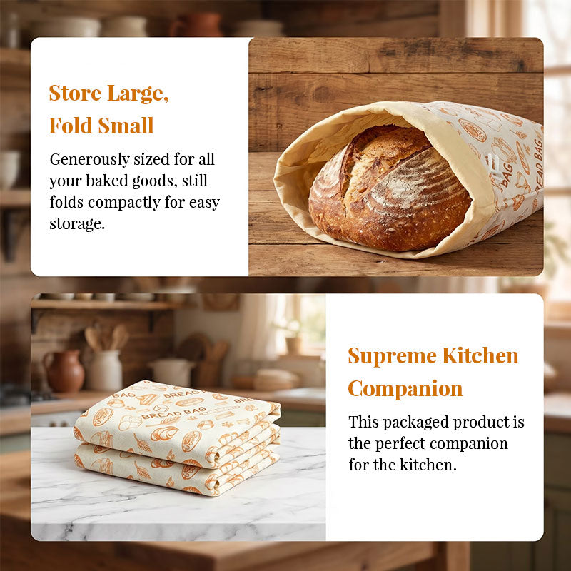 Reusable Beeswax Bread Bags – Natural Beeswax-Lined Cotton Bags for – alternate view