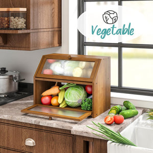 Large Bamboo Bread Box – Two-Tier Countertop Storage