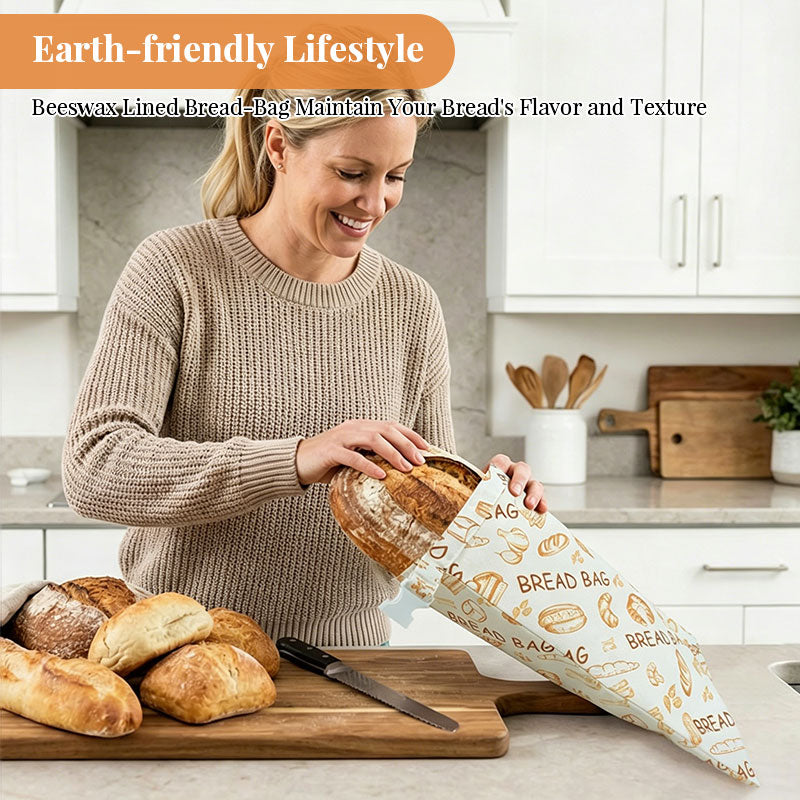 Reusable Beeswax Bread Bags – Natural Beeswax-Lined Cotton Bags for – alternate view