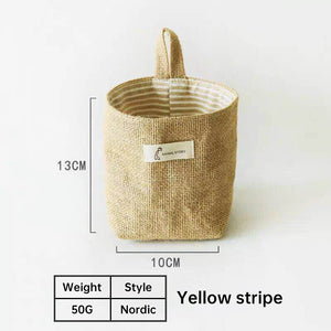 Cotton and Linen Storage Hanging Bag Wall Hanging Behind The Door – Black+