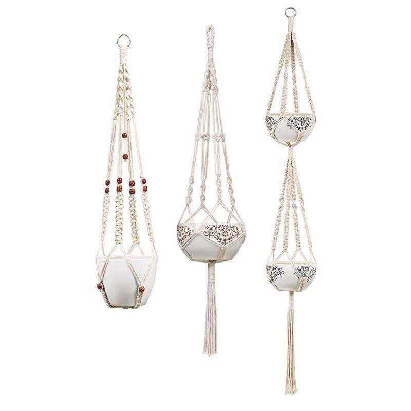 Macrame Plant Hanger Set Of 5 Indoor Wall Hanging Planter Basket – alternate view