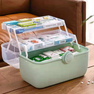 Large Capacity Family Medicine Organizer Box Portable First Aid Kit – White M