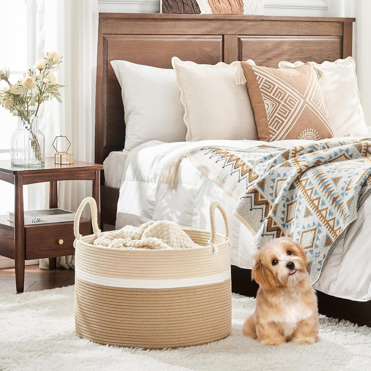 Extra-Large Cotton Rope Blanket Basket with Handles