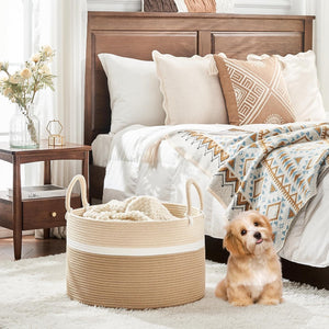 Extra-Large Cotton Rope Blanket Basket with Handles