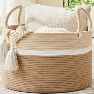 Extra-Large Cotton Rope Blanket Basket with Handles