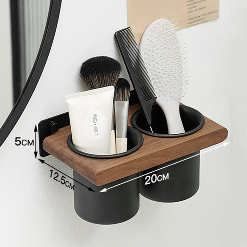 No-Drill Solid Wood Hair Tool Rack – Single cup