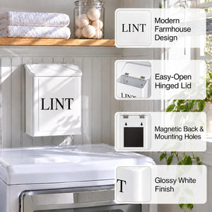 Magnetic Metal Lint Bin with Lid – Laundry Room Organizer