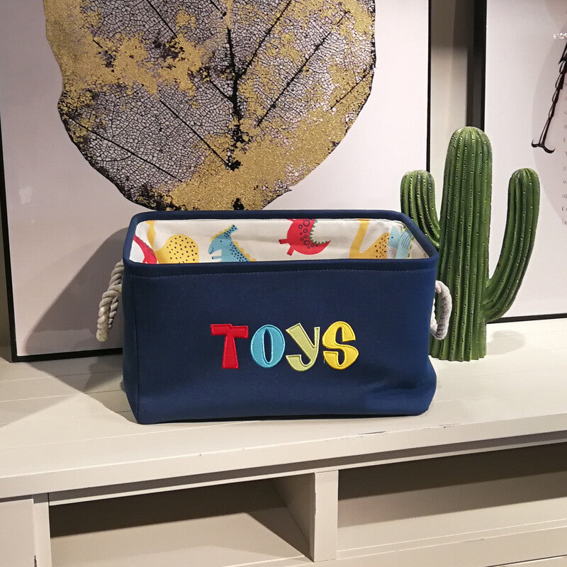 Embroidered Dinosaur Toy Storage Bin – alternate view