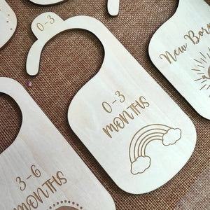 7 Pack Wooden Baby Hangers Nursery Closet Clothes Size Divider – alternate view