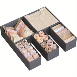 Dresser Drawer Organizers – Fabric Bins & Dividers: For Closet – Gray