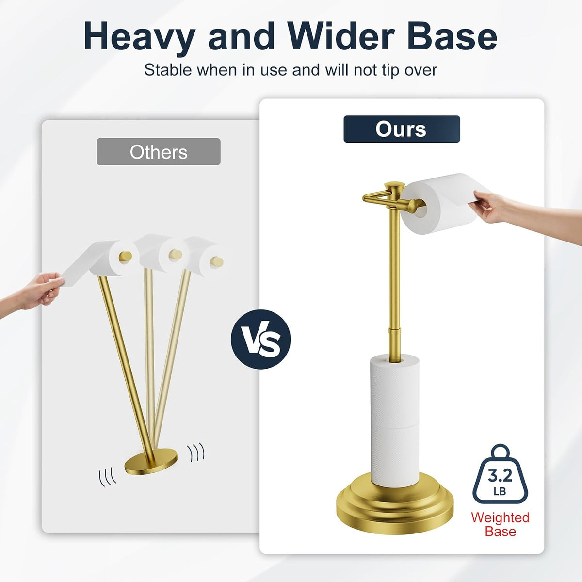 Adjustable Freestanding Toilet Paper Holder – Brushed Gold