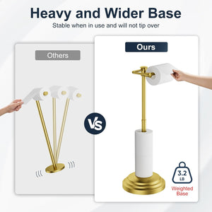 Adjustable Freestanding Toilet Paper Holder – Brushed Gold