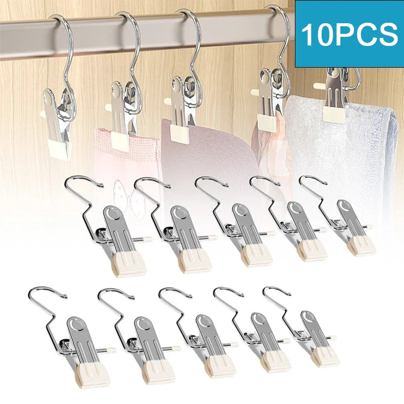 10pcs Stainless Steel Clothespins Laundry Clothes Pegs With Hook – Cream