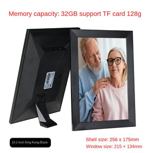 Wi-Fi Digital Photo Frame with 32GB Storage – 10-inch Classic White + Brown Frame 32G