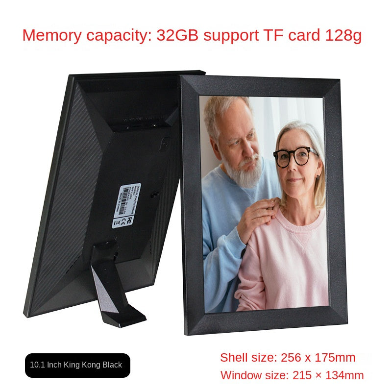 Wi-Fi Digital Photo Frame with 32GB Storage – 10-inch Classic White + Brown Frame 32G