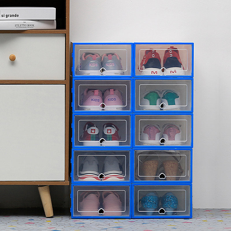 6-Piece Stackable Clear Shoe Box Set – 6 pcs Blue