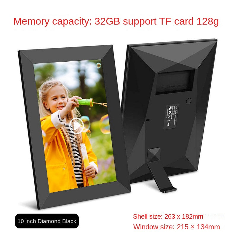 Wi-Fi Digital Photo Frame with 32GB Storage – 10-inch Diamond Edition White + Black Frame 32G